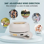 Summervibes Portable Silent Mini Bladeless Electric Fan with Rotating Body and Three-speed Adjustable Silent Cooling, Clip-on Fan, Waist-mounted Fan, Suitable for Outdoor Travel and Office Use, Summer Gift