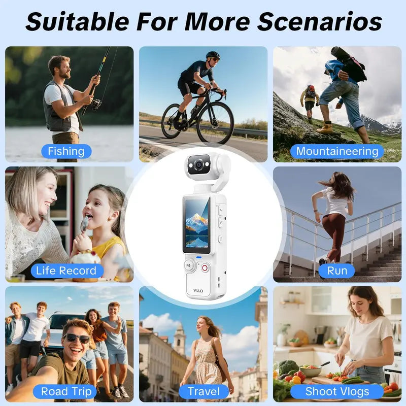 W&O Upgraded Vlogging Camera with 32GB Card, Video Recorder, Digital Vlogging Camera with 180° Rotating Lens, Full Body Camera for Vlogging, Travel & Daily Life Recording, Camcorder, Christmas Gift