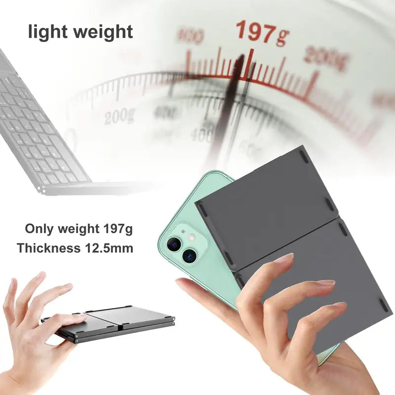 Portable Mini Foldable Bluetooth-compatible Wireless Keyboard with Mouse Touchpad, Ideal for Laptops, Phones & Computers, Compact Design, Folding Wireless Keyboard