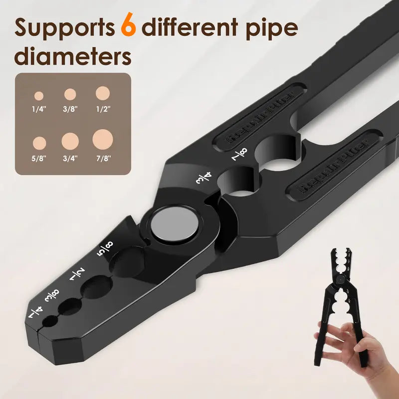 Manual Copper Tube Rounder Flat Tube Repairer Pliers Pipe Rounding Plier with 6 Hole Multifunctional Tube Rounder Tool for 1/4" 3/8" 1/2" 5/8" 3/4" 7/8" Copper Tube Aluminum Thin Walled Iron Pipe outdoorfun