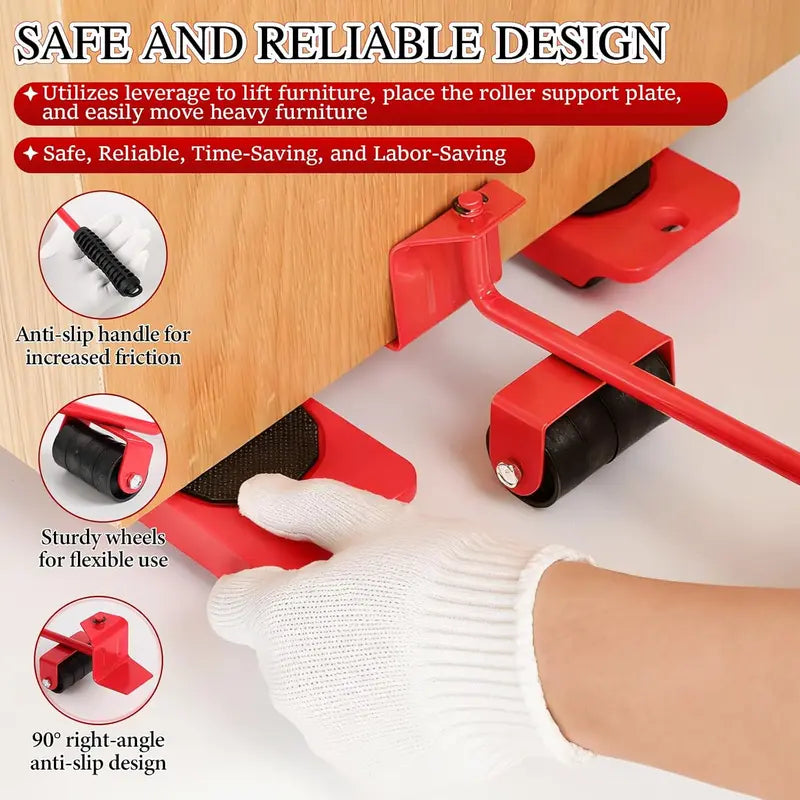 Furniture Lift Mover Tool Set - Heavy Furniture Movers with Wheels, Heavy Item Movers Sliders Furniture Lifter Tool for Furniture, Coffee Tables, Refrigerators, Washing Machines