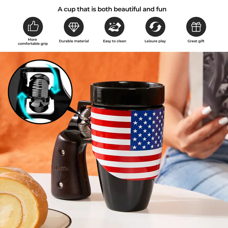 Pukomc Coffee Mug with Rotatable Wooden Handle Gift Boxes, Ceramic Leak-Proof and Scalding-Proof Cup, 16 Ounces Beverage Drinkware Glass Reusable Reuse Tumbler Washable, Best Gift Ideas for Men, Boyfrieds Gifts, Men Gifts Funny Mug