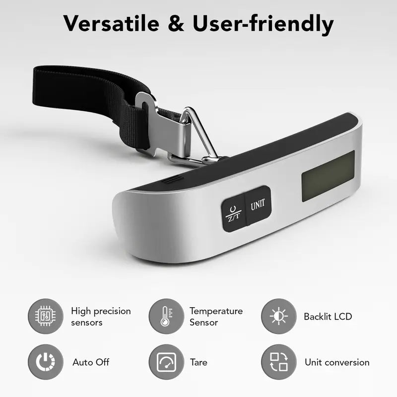 Portable Digital Luggage Scale, Pet Scale for Accurate Weighing, 110lbs Hanging Baggage Scale with Backlit LCD Display, Portable Suitcase Weighing Scale, Travel Luggage Weight Scale with Hook, Strong Straps for Travelers
