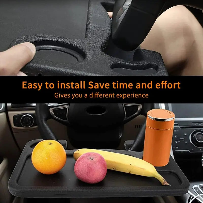 Steering Wheel Tray - Black Car Interior Organizers for Constant Travelers, Steering Wheel Desk & Food Table, Cars Accessories, Auto Accessories with Universal Fit for Most Vehicles