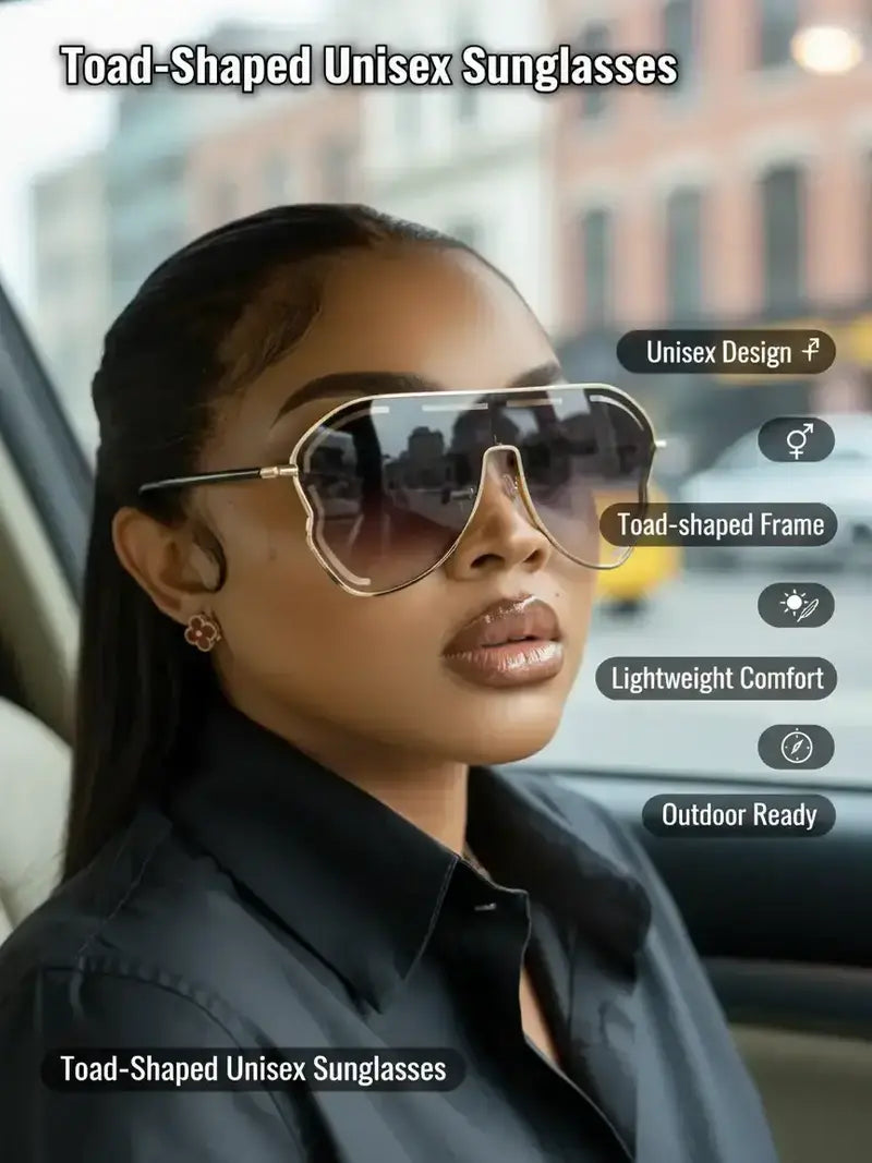 Unisex Simple Style Toad-shaped Tinted Lens Sunglasses, Fashionable Frames Sunglasses, Trendy Casual Sunglasses for Everyday Use, Fashion Accessories for Outdoor Activities  [Sold 1000+ units]