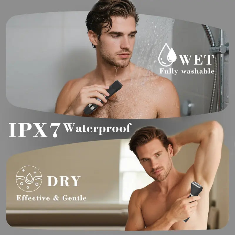 4-In-1 Dual Head Electric Shaver, Body Hair Trimmer & Facial Hair Remover, Nose Hair Clipper, Ipx7 Waterproof, for Leg Arm Body Face