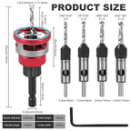 4PCS High Carbon Steel 4-Blade Countersink Drill Bit Set with Depth Adjust Stop, L-Shape Wrench Tool, Included Tool for Woodworkers’ Precision Drilling in Wood/Plastic,toolupgrade   [Sold 390 units]