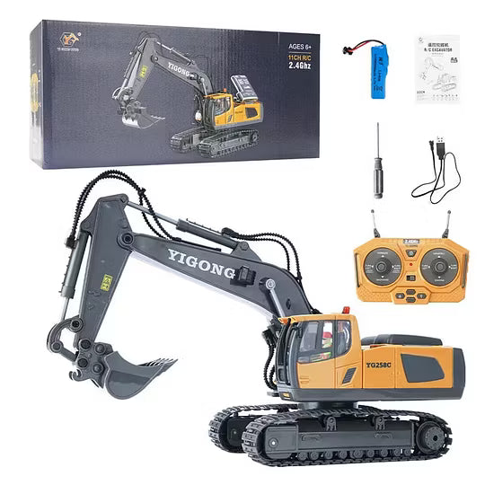 4DRC Alloy Remote Control Excavator Toy Car 1/14 Scale RTR Simulation Electric Excavator Engineering Vehicle