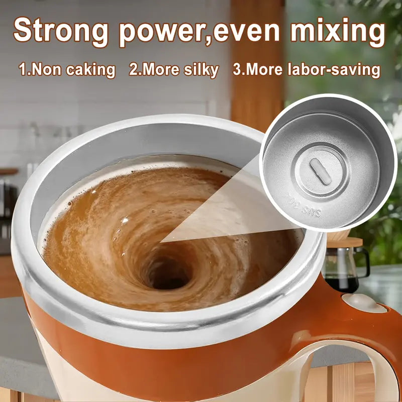 Automatic Magnetic Self Stirring Coffee Mug Rechargeable Stainless Steel Insulated Mixing Cup with Lid for Coffee Milk Tea Hot Chocolate and Protein Powder Christmas Gift