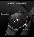 LIGE Men's Casual Trendy Quartz Wristwatch - 40mm Round Quartz Dial, 30m Waterproof, Adjustable Hook Strap, Custom Fit, Easy to Use, Male Wear Fashion Accessory, Unique Gift for Him [Sold 608 units]