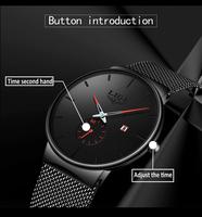 LIGE Men's Casual Trendy Quartz Wristwatch - 40mm Round Quartz Dial, 30m Waterproof, Adjustable Hook Strap, Custom Fit, Easy to Use, Male Wear Fashion Accessory, Unique Gift for Him [Sold 608 units]