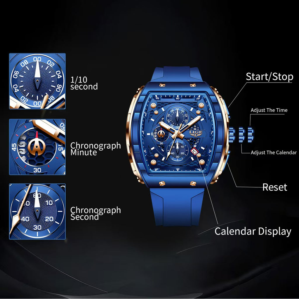 Men's Sporty Waterproof Quartz Watch, Quartz Analog Wristwatch, Fashionable Luminous Watch with Calendar Display for Party, Daily Clothing Decor, Trendy All-match & Exquisite Watch for Gift with Box（1,000+ sold）