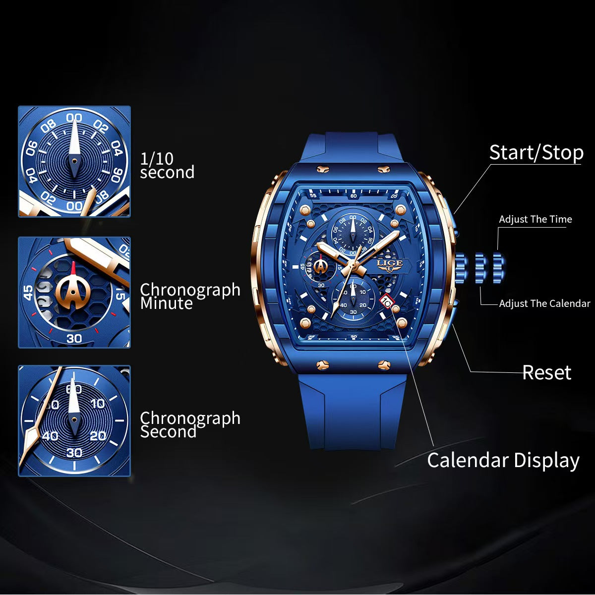 Men's Sporty Waterproof Quartz Watch, Quartz Analog Wristwatch, Fashionable Luminous Watch with Calendar Display for Party, Daily Clothing Decor, Trendy All-match & Exquisite Watch for Gift with Box（1,000+ sold）