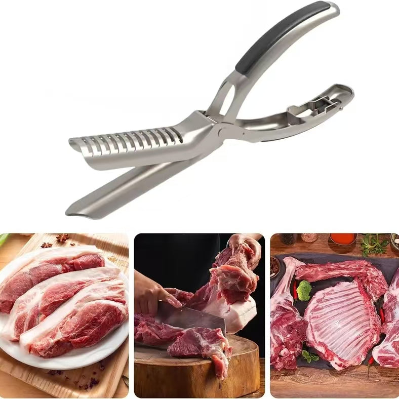 BBQ Rib , Rib Membrane Remover Stainless Steel Tool Kit, with Arc Clamp & Non-Slip Grip, Ergonomic Design for Easy Membrane Removal, Dishwasher Safe BBQ Accessories