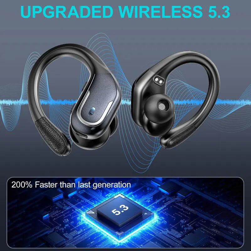 Wireless In-ear Earbuds with Built-in Mic, Waterproof Sports Earphones with LED Display, Wireless Noise Cancelling Headphones for Running Sports