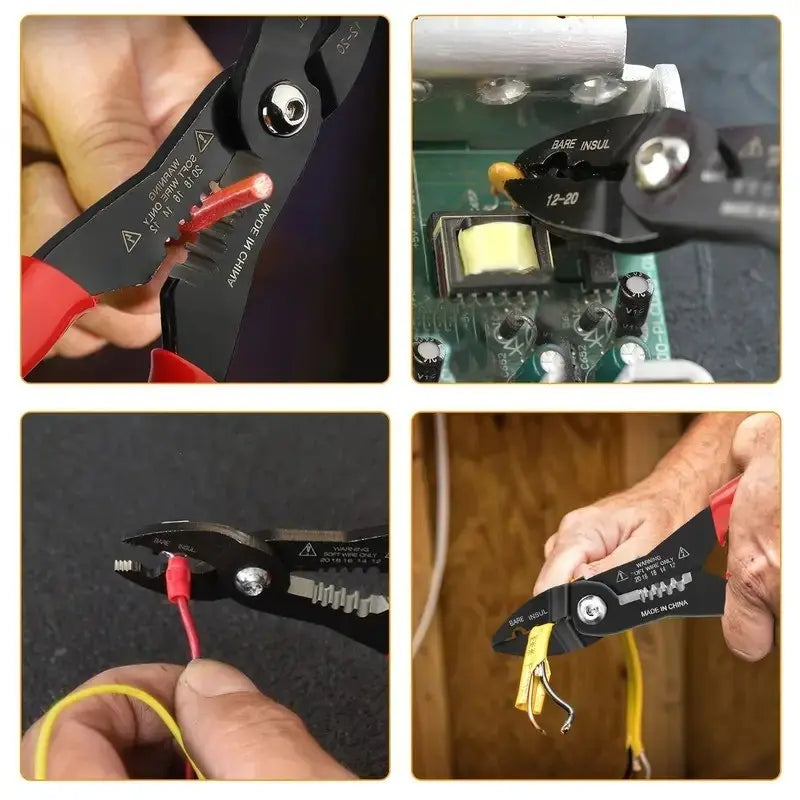 4-in-1 Multi-Function Wire Stripper Pliers, Heavy-Duty Cable Cutter, Cable Stripping Tool & Crimping Tool, Electrician Hand Tool for DIY, Repair & Construction