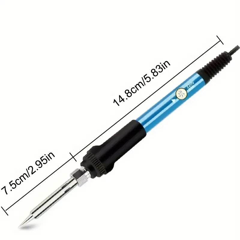 Adjustable Temperature Electric Soldering Iron Set, 110V 60W, 200–450°C, Includes 5 Tips, Stand and Cleaning Sponge