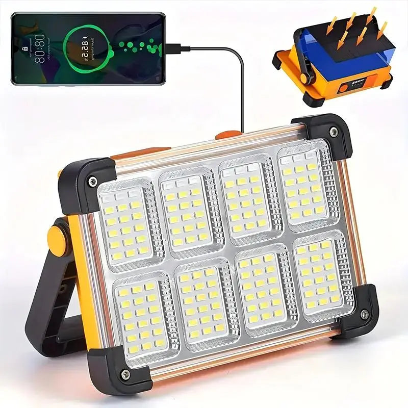 Portable LED Light, USB & Solar Charging LED Light with 4 Adjustable Brightness Levels, Outdoor Lighting for Camping, Emergency, Outdoor Travel, USB Rechargeable High Lumen Flashlight, Led Flashlights
