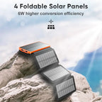 Solar Charger, Hiluckey Outdoor USB C Portable Power Bank with 4 Solar Panels, 3A Fast Charge External Battery Pack with 3 USB Outputs Compatible with Smartphones, Tablets, etc.