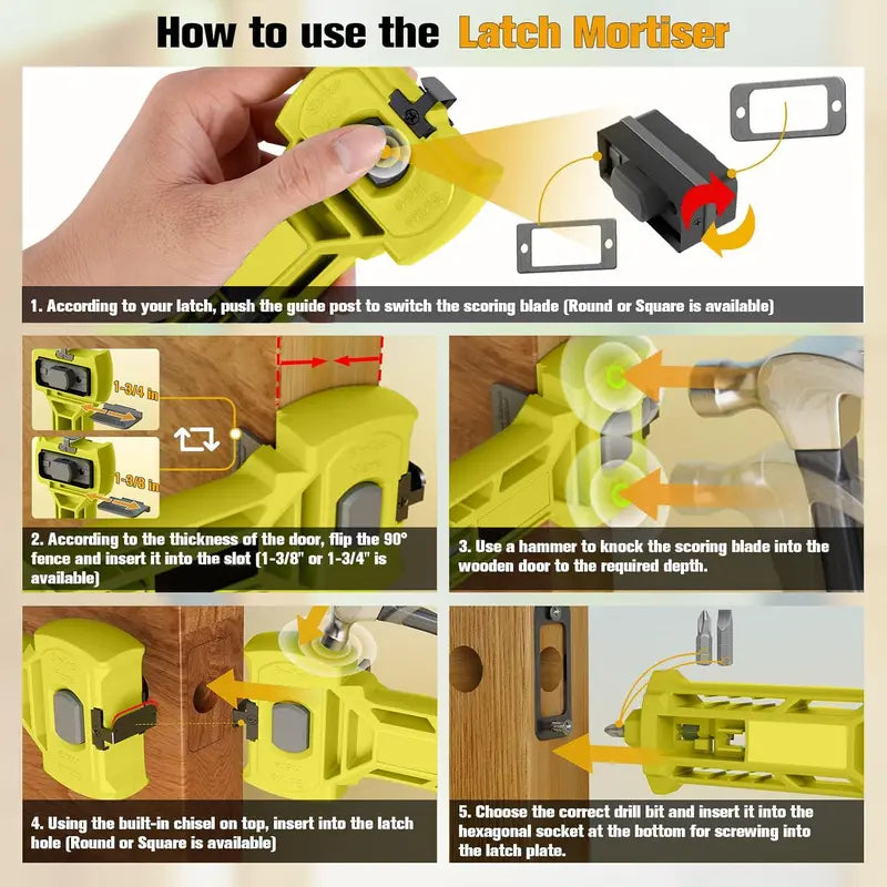 Door Hinge & Door Latch Installation Hardware Tool Kit, Hinge Mortise Template, Easy To Install & Use Chisel Sets, DIY Tools, Suitable for Woodworking Projects, Woodworking DIY [Sold 731 units]