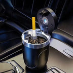 Portable Car Ashtray with LED Light, Car Cigarette Ashtray with Lid, Detachable Stainless Steel Ashtray, Car Interior Accessory for Most Vehicles