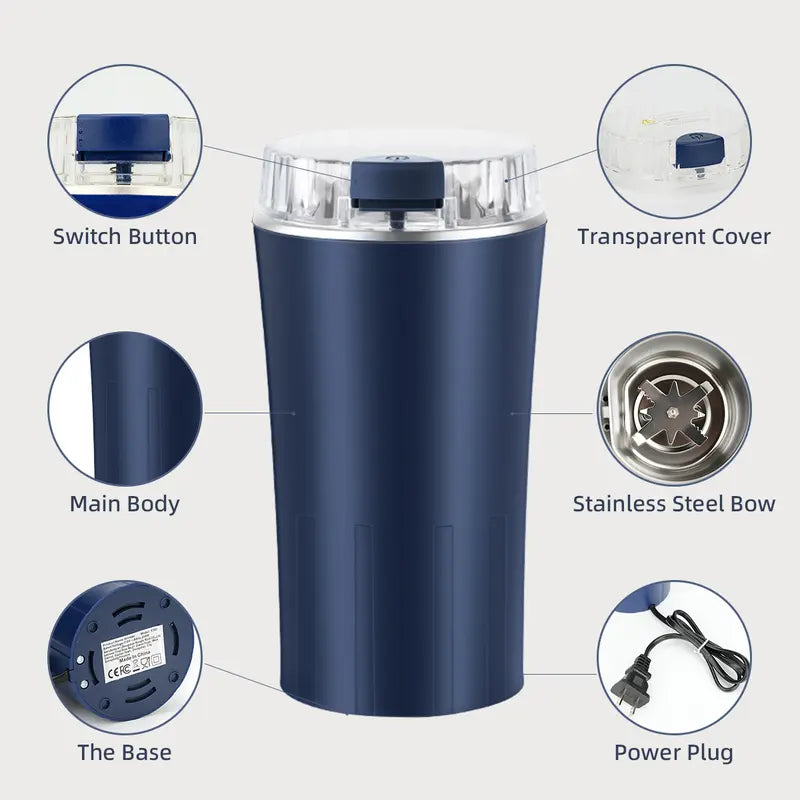 Grind in Seconds! High-Power 300W Electric Coffee Bean Grinder for Nuts, Grains, Spices | Fast & Food-Grade | Stainless Steel Mill | Compact & Easy to Use | A Must-Have Tool for Morning Brew & Healthy Meal Prep | Great Gift Idea!