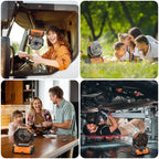 Rechargeable Camping Fan with LED Light, Portable Multi-functional Fan with 360° Rotating Hook, Oscillating Emergency Camping Fan Cordless Rotatable Battery Powered Lightweight summerwins