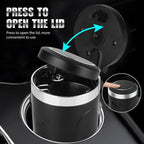 Portable Car Ashtray with LED Light, Car Cigarette Ashtray with Lid, Detachable Stainless Steel Ashtray, Car Interior Accessory for Most Vehicles