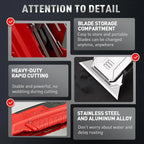 2-in-1 Folding Utility Knife Scraper, Heavy Duty Zinc Alloy Body, Retractable Work Tool with Blade Storage, 13pcs SK2 Black Replacement Blades, EDC Tools and Gadgets for Home, Office, Work Tools