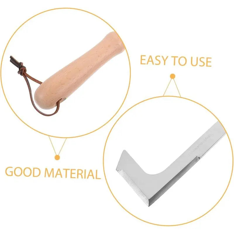 Crack Weeder & Crevice Cleaning Tool,  Stainless Steel Manual Grass Puller with Beech Wood Handle for Sidewalks, Driveways, Patio Pavers, Narrow Wall Gaps and Garden Weeds