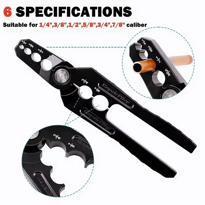 Manual Copper Tube Rounder Flat Tube Repairer Pliers Pipe Rounding Plier with 6 Hole Multifunctional Tube Rounder Tool for 1/4" 3/8" 1/2" 5/8" 3/4" 7/8" Copper Tube Aluminum Thin Walled Iron Pipe outdoorfun