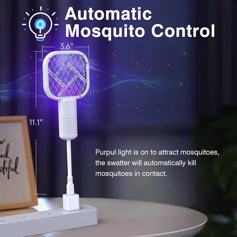 USB Mini Portable Mosquito Zapper – 2-in-1 Bug Killer Bat with UV-A Light Protector, USB-Powered LED Lamp Indoor Mosquito Trap, Compact Travel-Friendly Design, Quiet Effective Operation, Ideal for Bedroom, Camping & Office Use