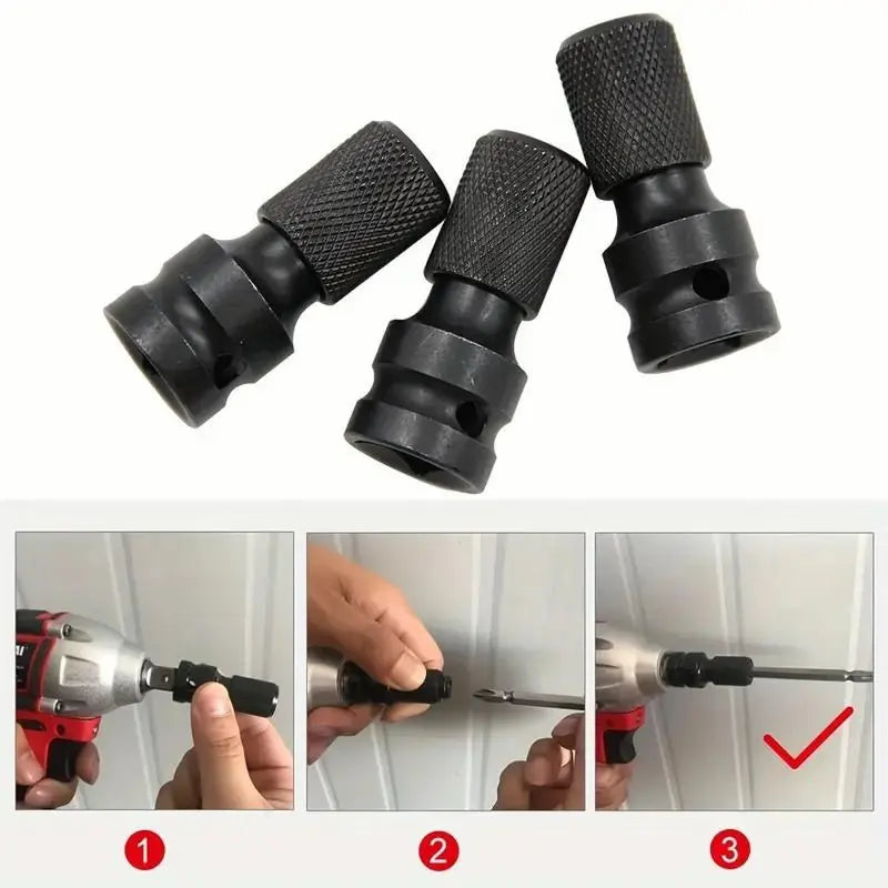 Heavy Duty High Torque 1/2-in Square Drive to 1/4-in Hexagonal Female Socket Adapter Connector, Mechanic’s Tool for Impact Wrenches, Air & Electric Wrenches