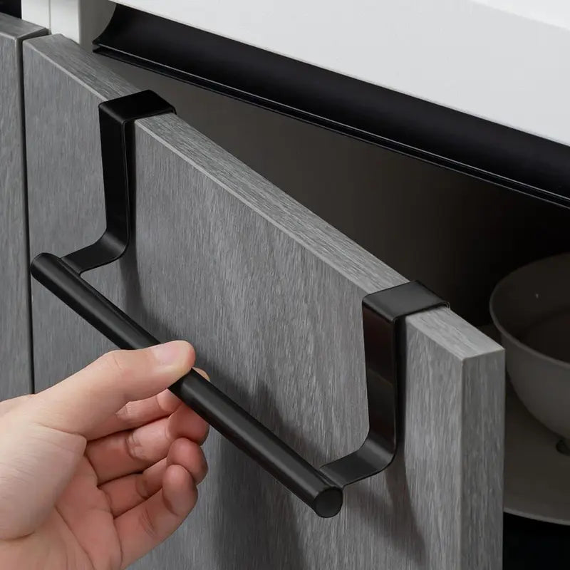 Stainless Steel Kitchen Towel Holder, 2 Counts Punch-Free Cabinet Door Back Hanging Towel Racks, Kitchen Storage Organizer, Towel Hooks, Home Organizer Hook, Convenient Hook