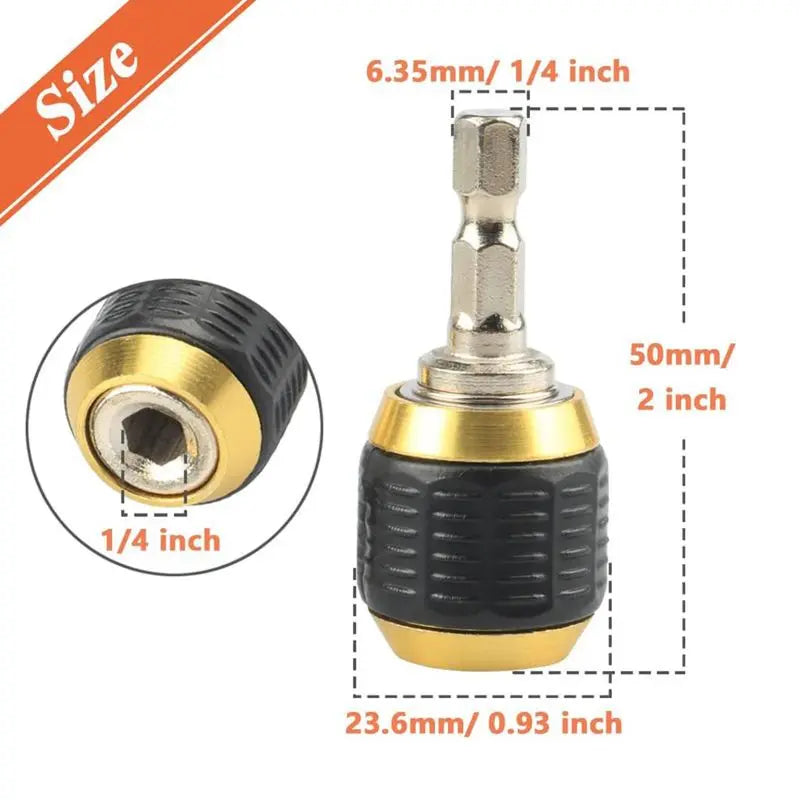 Quick-release bit holder,Self-locking Drill Bit Holder,1/4 Inch Hex Shank Extension Rod Screwdriver Bit Holder Set Quick Release Chuck Adapter Connector for Power Drill Tool（1,000+ sold）
