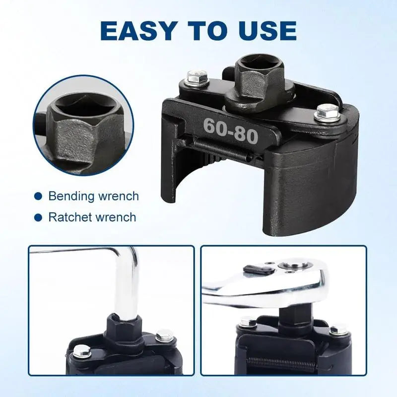 SnapFixMate Adjustable Oil Filter Wrench Universal Oil Filter Removal Tool 1/2'' Drive Cap Style  New Update Oil Filter Tool Perfect Fits Small Medium-sized Spin-on Oil Filters (60mm-80mm)