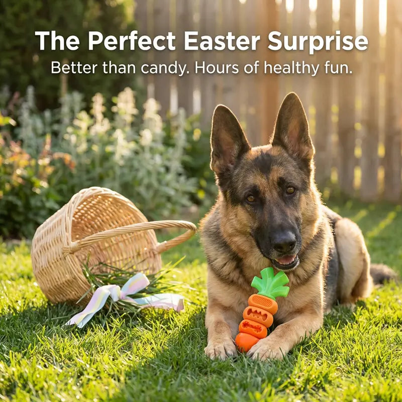 Aggressive Chewer Dog Toys, Durable Carrot Leaf Design for Teeth Cleaning & Mental Stimulation[Sold 598 units]