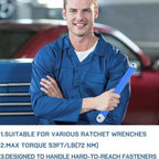 Offset Extension Wrench, Upgraded Impact Ready Extension Wrench Set, with 4pcs 1/2", 1/4" and 3/8" Square Drive Adapters, 15" Socket Wrench Tool, Universal Extensions Wrench for Hard-to-reach Place, SummerVibes