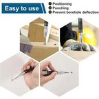2Pcs Heavy Duty Automatic Center Punch, 5'' Premium Steel Spring Loaded Center Hole Punch, Adjustable Spring Impact Center Marker Scriber Tool for Metal, Plastics, Wood, Glass, Tools For Mechanics, One-Handed, Quick Marks [Sold 553 units]