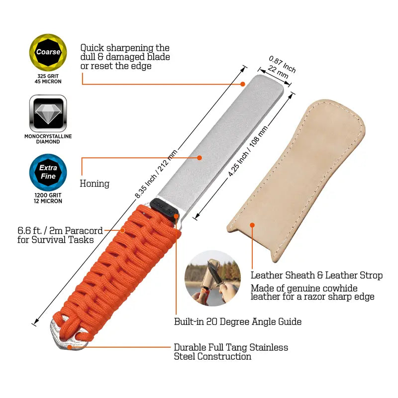 Dual-Grit Diamond Sharpening Stone File Coarse 325 / Extra Fine 1200 Grit