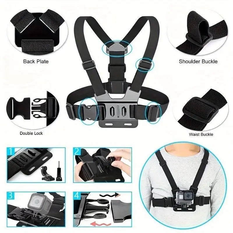 Chest Mount Cell Phone Holder, Stable Non-Slip, Adjustable Cellphone Mount, Universal Smartphone Holder for Outdoor Sports, Cycling & Running Recording, Universal Phone Holder