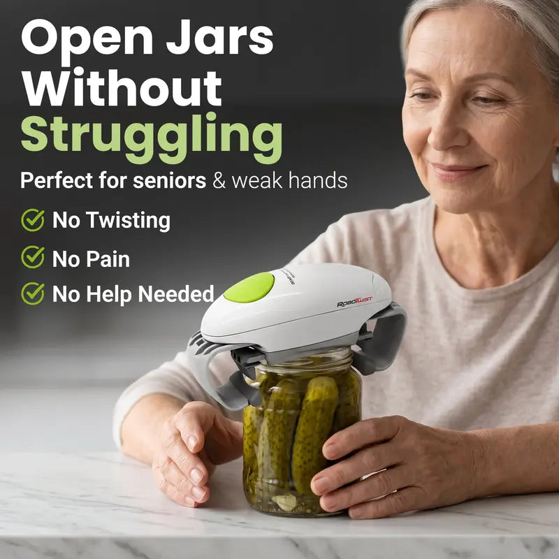 RoboTwist Automatic Jar Opener, Deluxe Accessibility Model with Enhanced Torque, Hands-Free Electric Opener for All Jar Sizes – Ideal for Limited Grip Strength and Easy for Anyone to Use