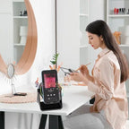 5-in-1 Wireless Induction Bluetooth Audio Speaker, Phone Stand Adjustable Ambient Light, Surround Sound 360° Rotation Rechargeable Hands-Free Calls For Bedroom, Kitchen, Camping, Yoga, Cooking Gifts for Men, Women, Elderly