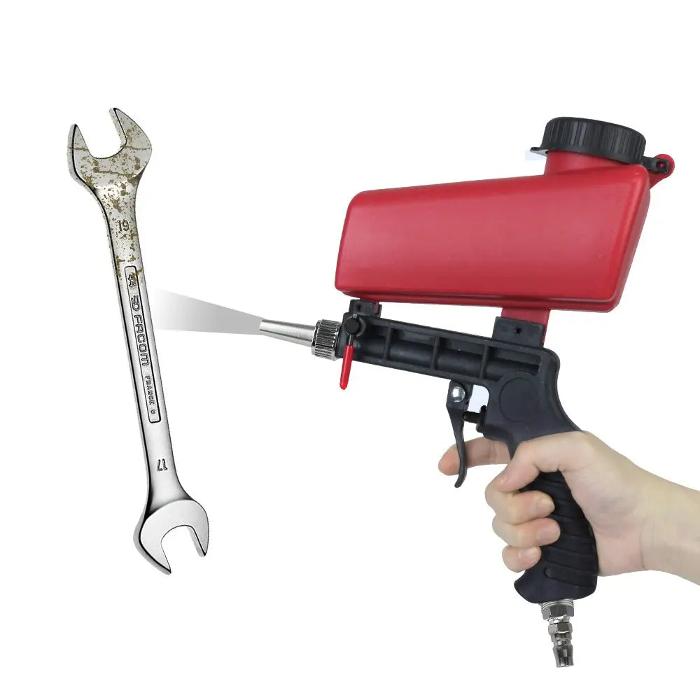 Handheld Pneumatic Blasting Device Set, 90PSI Portable Gravity Sand Blaster, Adjustable Small Sand Blasting Machine Sandblasting Machine