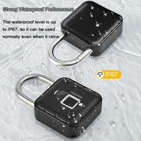Fingerprint Padlock, Locker Lock, Keyless Padlock Outdoor Fingerprint Lock Combination Gate Locks for Gym Storage - Black Waterproof, Door Lock with BLE [Sold 237 units]