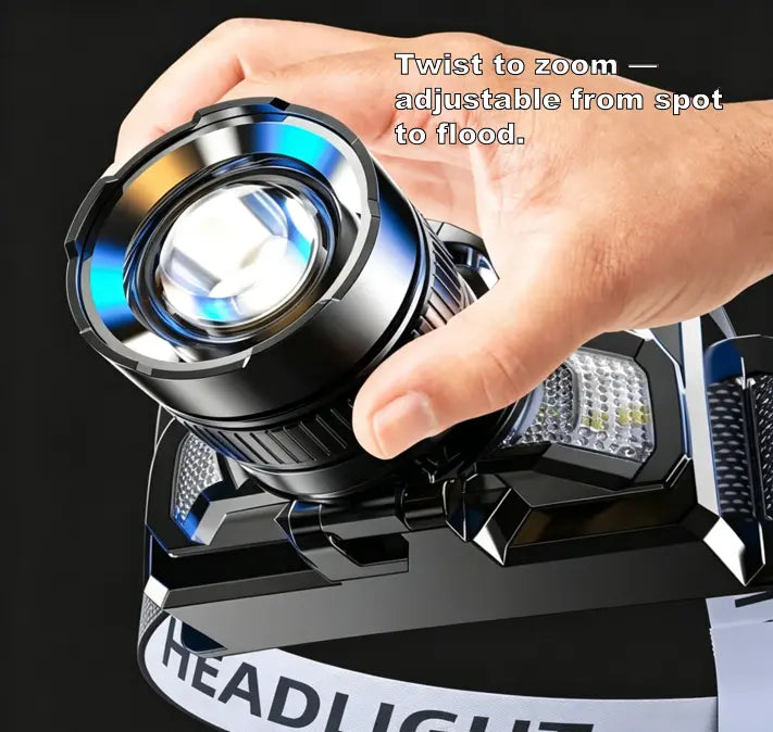 Rechargeable Head-Mounted Torch with Motion Sensor and Power Bank, High Brightness Zoomable Light with 90° Tilt for Camping and Hiking, Headlamps, Compact Portable Headlamps, Work Accessories, Car Lighting, Fishing Lights Headlamps   [Sold 794 units]