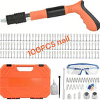 Manual Mini Steel Nail Gun 5 Gears Power Adjustable Wall Nail Guns for Ceiling，Manual Steel Nails Gun Tool, Concrete Nail Gun, Mini Portable Nail Shooting Machine with 100 Nails (Nail Gun Set)