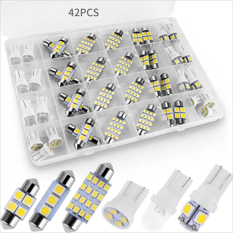 42Pcs Interior LED Car Bulb Kit Car Led Lights, DE3175 T10 194 31mm 41mm Replacement Bulbs for Dome Map Cab & Tail Light, Universal Truck & Car Lighting Accessory（1,000+ sold）