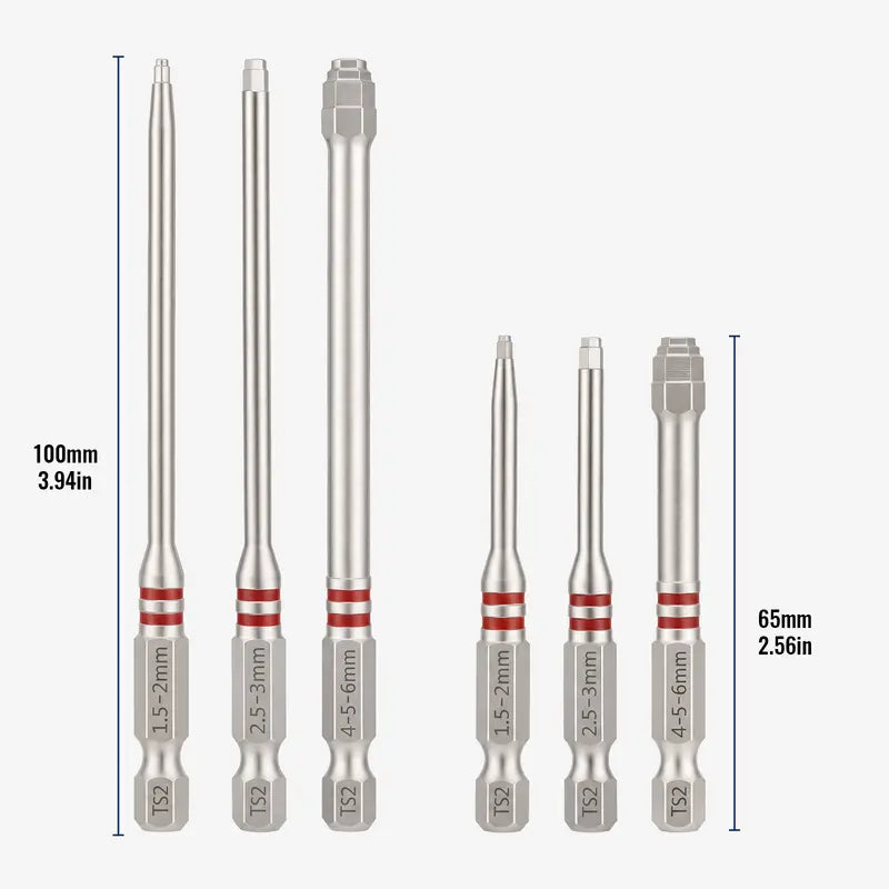 Screwdriver Bits Set 6pcs with Magnetic Hex Shank Pagoda-Shaped Design in Multiple Sizes for Electric Drills and Wrenches, summervibes