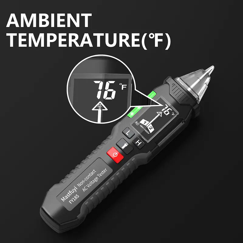 FY18S CAT III 12V-1000V Dual Range Voltage Tester/NCVT, High Sensitivity, Triple Alarm,Flashlight,Temp/Circuit/Outlet Live-Neutral Detection, Ideal for Home DIY, Repairs, Inspection, Electrician & Industrial/Commercial Quick Testing.